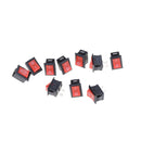 10pcs Red Rocker Switch 2 Pin KCD1-101 250V 6A Boatlike Switch 15*21MMA Nw