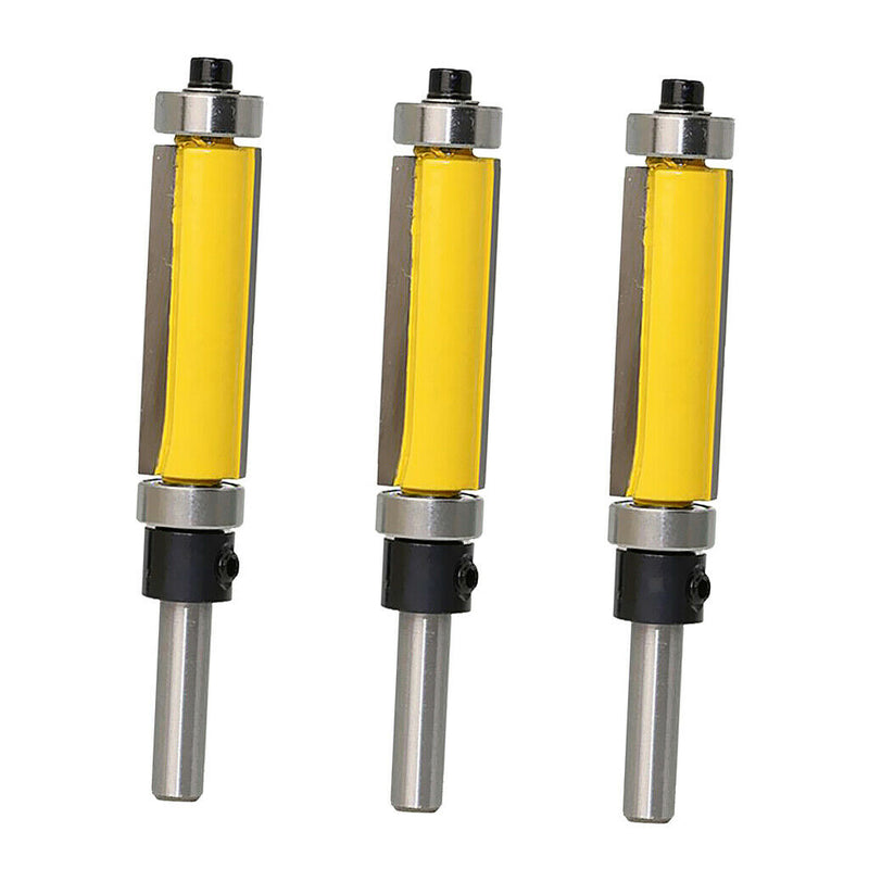 3pcs Solid Carbide Flush Trim Top and Bottom Bearing Router Bit Set, Woodworking