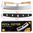 Kitchen Pizza Cutter Stainless Steel Wooden Double Handle Pizza Cutter PieB Ew