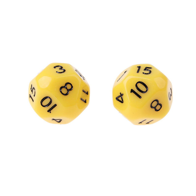 10pcs 16 Sided D16 14mm Acrylic Opaque Dice for Role Playing Game RPG Yellow