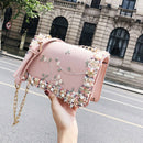 Flowers Women bag New handbag High quality PU Leather Sweet Girl Square bag