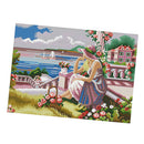 Flower & Girl Stamped Cross Stitch Kit DIY Handmade Needlework for Beginners