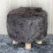2pcs 16" Comfy Furry Footstool Cover Round Stool Slipcovers Protector Gray