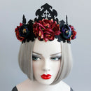 Red Rose Flower Hairbands Queen Crown Head wreath Gothic Headbands Woman Pa