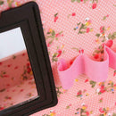 Small Square Solid Handbag Mirror Cosmetics Storage Bag Makeup Bags (Pink) A