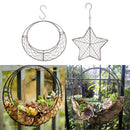 2pcs Romantic Iron Frame Circle Moon & Star Shape Succulent Pot Hanging Pot
