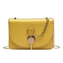 Fashion Women Messenger Bag Leather Pure Color Chain Shoulder Bag (Yellow)