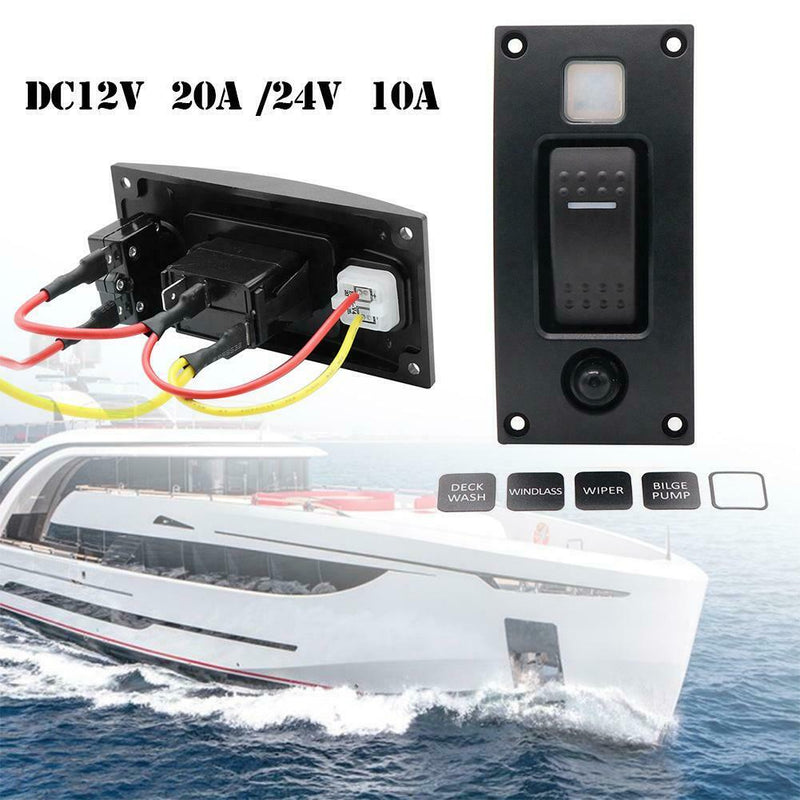 1 Gang Boat Marine RV Truck Switch Panel ON-OFF Rocker Switch w/ Circuit Breaker
