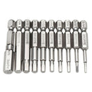 10 Piece Hex Head Long Allen Bit Set Quick Release Shank Impact Driver Drill