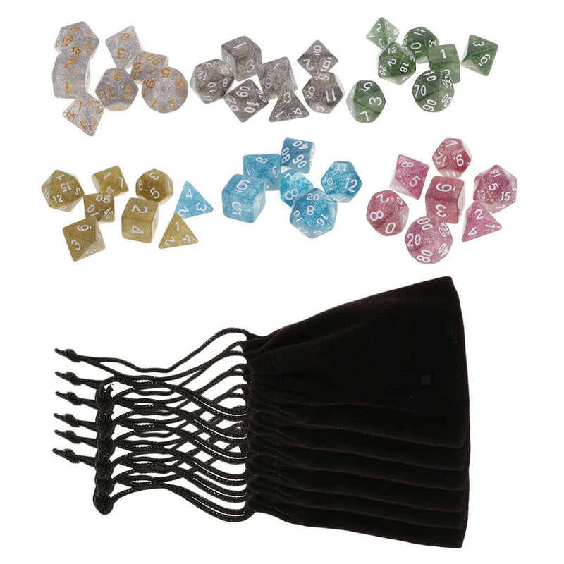 6X 7-Die Polyhedral Dice 16mm for  DND RPG Board Games