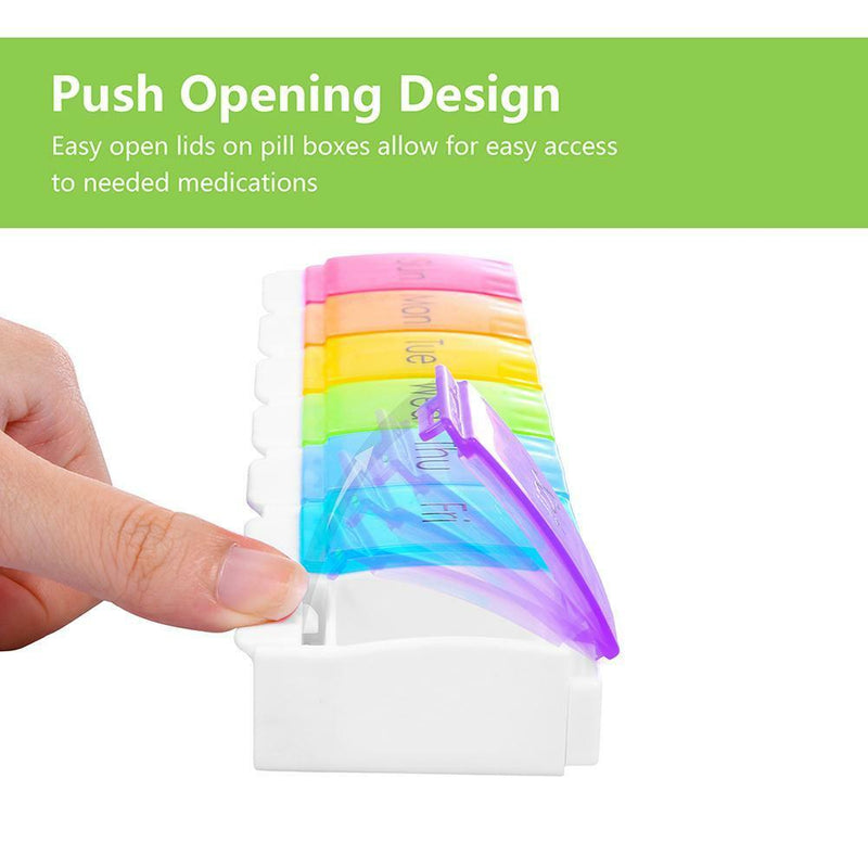 Weekly Pill Organizer 7 Days Press Button Tablet Pill Box Case Container hv2n