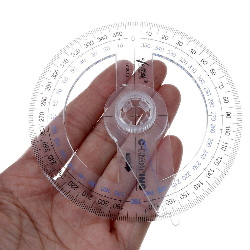 Portable Diameter Of 10cm Plastic 360 Degree Pointer Protractor Ruler