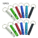 12pcs 12mm Aluminium Mini Whistle Emergency Whistle Keyring Camping Su WEO