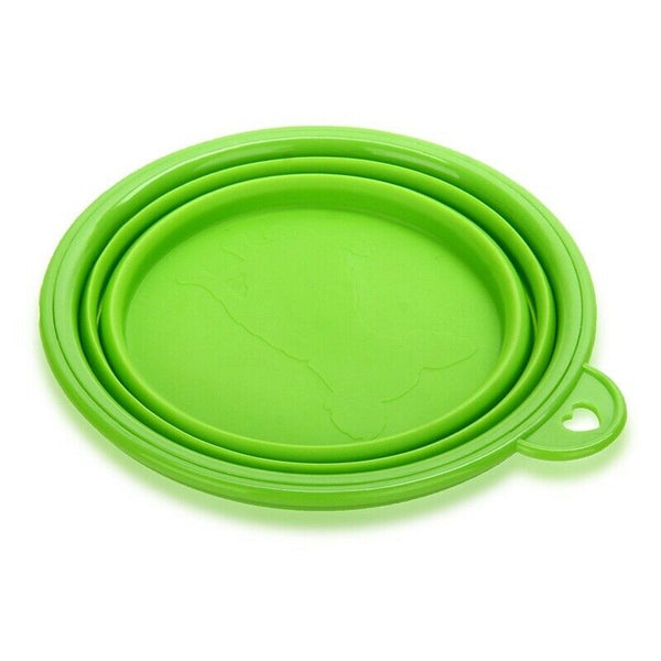 Bowl Feeder Foldable Silicone green for Dog Cat Pet W5T1