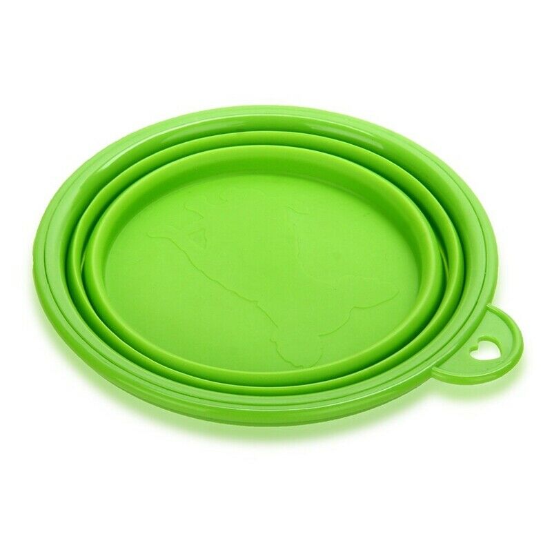Bowl Feeder Foldable Silicone green for Dog Cat Pet W5T1