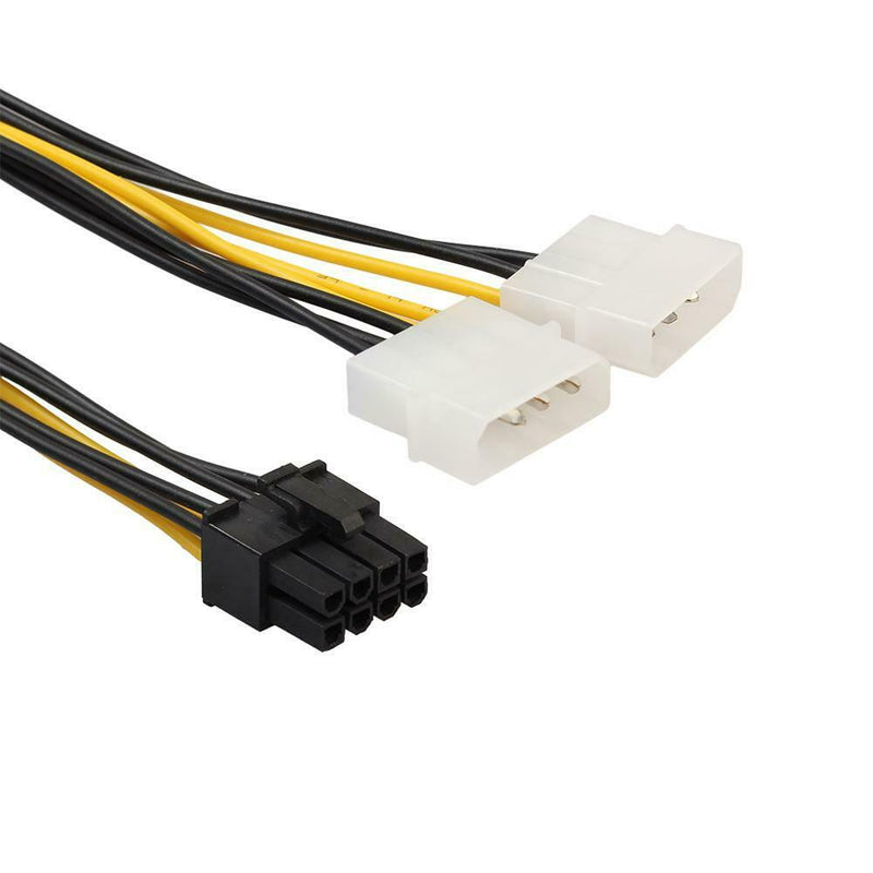 18cm 8(6+2) Pin to Dual 4 Pin Graphics Video Card Power Cord Adapter Cable