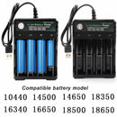 4-Slots Battery Charger Smart Charging For 18650 USB Rechargeable Li-Ion Battery