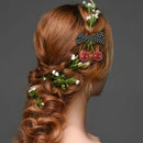 Ladies Cherry Design Bow Decor Metal Alligator Hair Clip Barrette Red W8R5