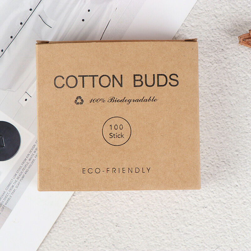 100x Double Head Bamboo Cotton Swab Makeup Buds Wood Sticks Nose Ears Cleanin Hn