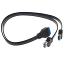 2Port 50cm USB 3.0 Type A Female to Motherboard-Header 20-Pin Cable Adapter