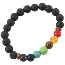 7 Chakra Healing Bracelet Black Lava Beads Reiki Buddha Prayer Stone Men's