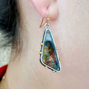 Women's Natural Volcanic Rock Amber Hanging Earrings Ring Fashion Jewelry G L0U2