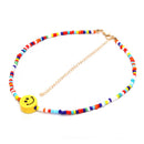 Bohemia Colorful Beads Smile Face Pendant Choker Necklace Clavicle Jewelry Gi JR