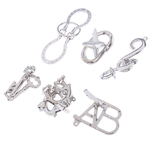 6pc IQ Test Toys Wire Puzzles Mind Game Brain Teaser Magic Puzzles Game DIY