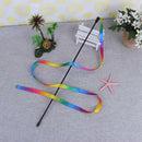 Rainbow Cloth Ribbon Tease Cats Rod Pets Kitten Interactive Scratching Toys Gift