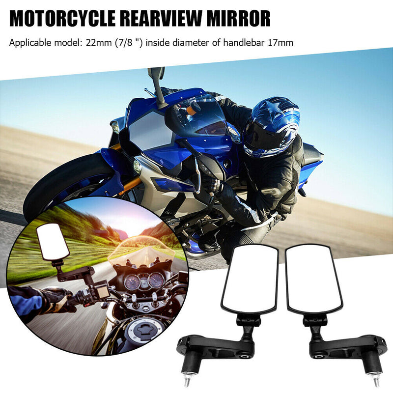 22mm 7/8 inch Handle Bar End Side Mirrors Aluminum Motorbike Rearview Mirrors