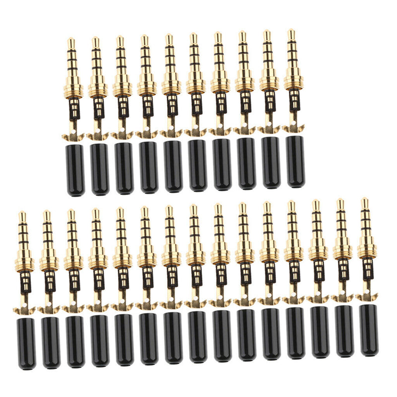 25 Pieces Agate Black 3.5mm Plug Connector