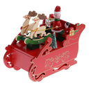 Xmas Music Box Christmas Clockwork Sleigh Santa Claus Kids Toys Wind Up Red