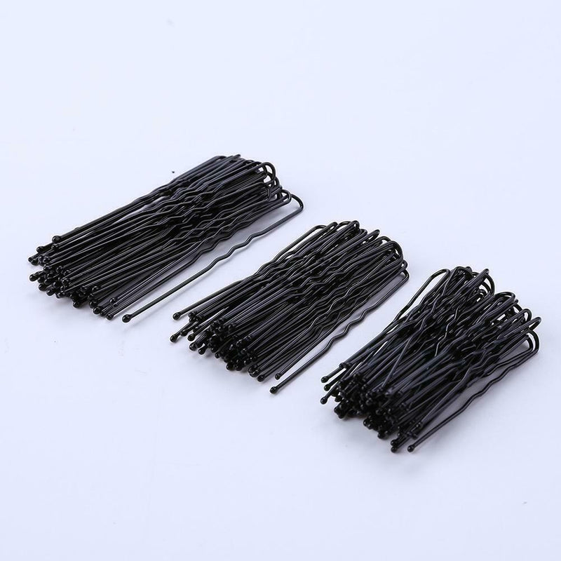 100pcs Black Waved U-Shaped Hair Bobby Pins Women Metal Hair Styling Clips