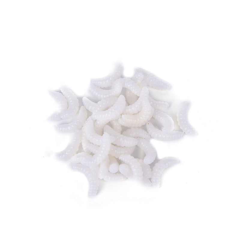 100PCS 2.2cm Maggot Grub Soft Lure Baits Worms Glow Shrimps Fishing Luresã€ tdTâ„–[