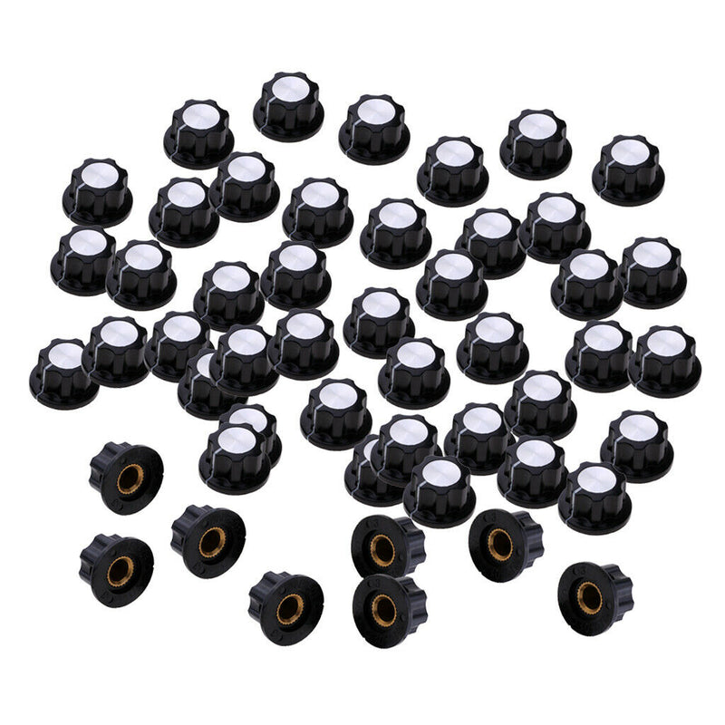 50 Pieces Insert Shaft Plastic Potentiometer Rotary Knob Pots Rotary Cap
