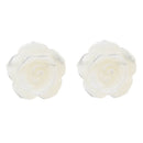 Women Girl's White Shell Rose Flower Studs Earrings for Fashion Accessories
