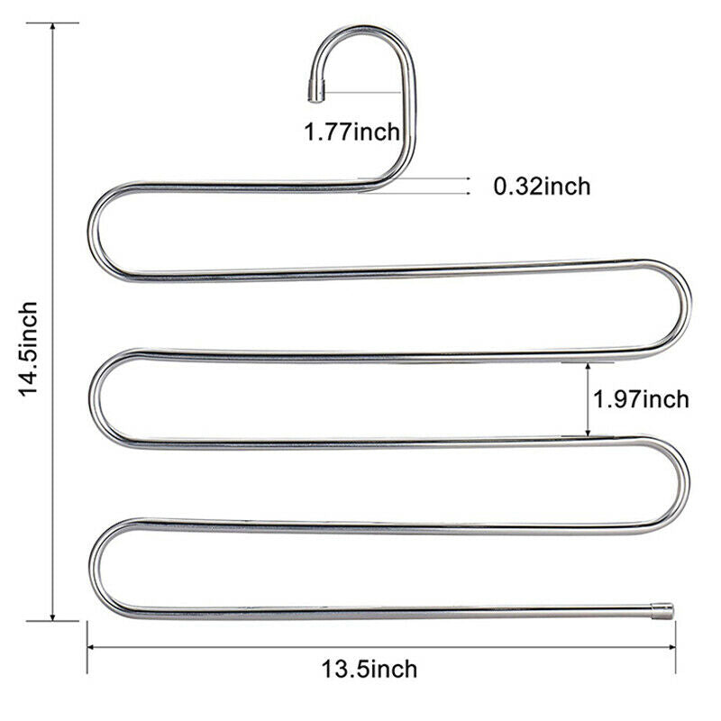 4PCS  Pants Hanger Rack S-type 5 Layers Clothes Belt Hanger Space Saving Sto Gw