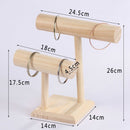 2-Tier Wooden T-Bar Jewelry Bracelet Watch Bangle Necklace Display Holder S