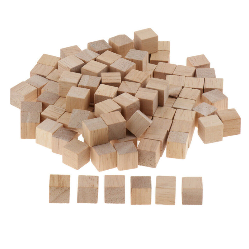 1/2 Inch Wooden Cubes, 100pcs Unfinished Square Wood Blocks for Kids Math
