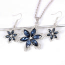 Women Fashion Flower Necklace Drop Earrings Jewelry Set Crystal Party Jewelry 3c