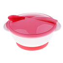 Baby Suction Bowl Temperature Colour Changing Spoon Feeding Tableware Pink