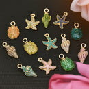 13 Pcs/Set Ornaments Charms Metal Conch Sea Shell Pendants DIY Jewelry Making