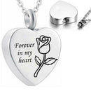 Rose Forever In My Heart Pendant Keepsake Urn Necklace For Ashes Jewelry Gi3 Gw