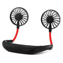 USB Rechargeable Wearable Portable Mini Hand Free Fan Neckband Fan (Black) A