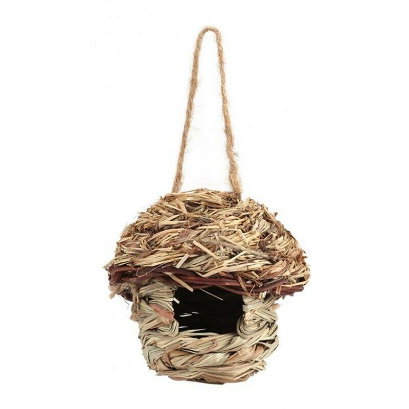 Straw Bird Nest Birdhouse for Parrot Hamster Small Animal's Cage Birds Bree B1X8