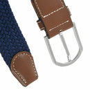 Male Female Belt Buckle Canvas Leather Belt Strap Waistband Elastic Navy D5J8