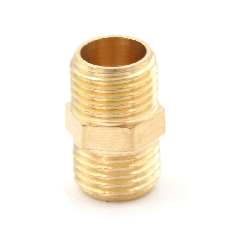 Metal Solid Brass 1/4" PT Male Thread Water Hose Pipe Straight Connector Gw