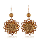 Handmade Wood Bamboo Rattan Geometric Pendant Ear Stud Earrings Women JewelryME
