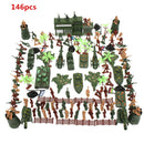 146x Military Base Set 5cm Soldiers Army Figures & Accs Warplane Armored Car