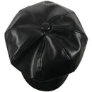 Hat Beret Unisex PU Leather Cap Black Fashion